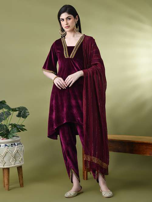 women lace detailed kurta pant with dupatta - 21899131 - Very Small Image - 1