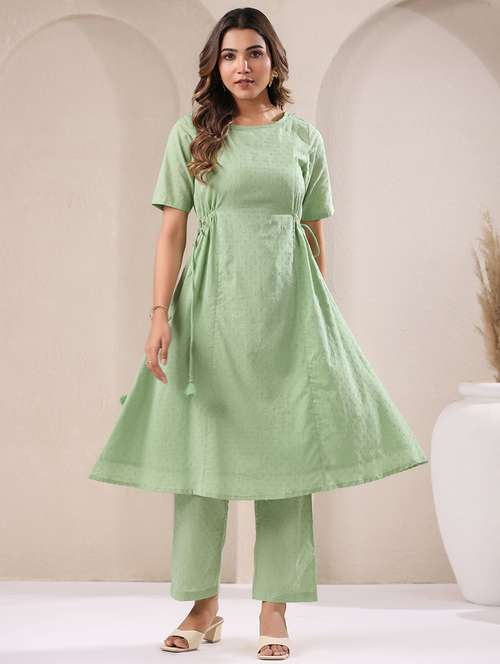 women neo mint self design kurta pant set - 21906148 - Very Small Image - 1