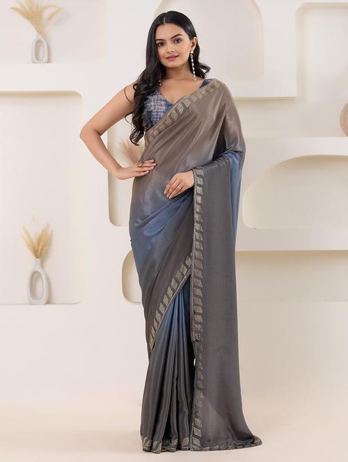 women ombre printed ready to wear saree with blouse - 21911983 - Very Small Image - 1