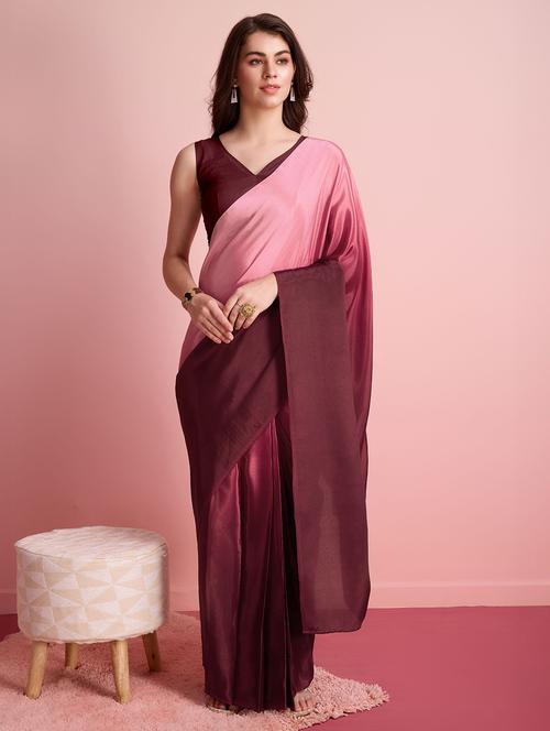 women ombre printed ready to wear saree with blouse - 21912265 - Very Small Image - 1