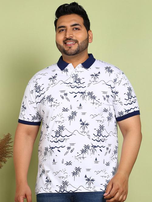 men plus size printed short sleeve polo t-shirt - 21913989 - Very Small Image - 1