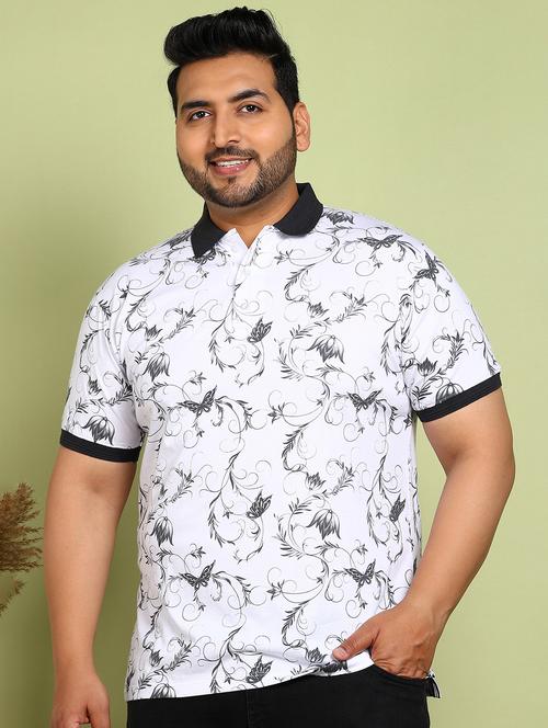 men plus size printed short sleeve polo t-shirt - 21913990 - Very Small Image - 1