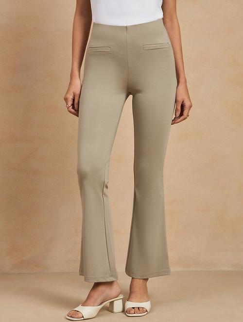 women solid high rise bootcut trouser - 21920896 - Very Small Image - 1