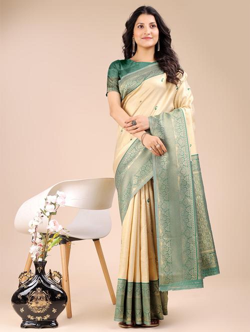 women self design banarasi saree with blouse - 21924606 - Very Small Image - 1