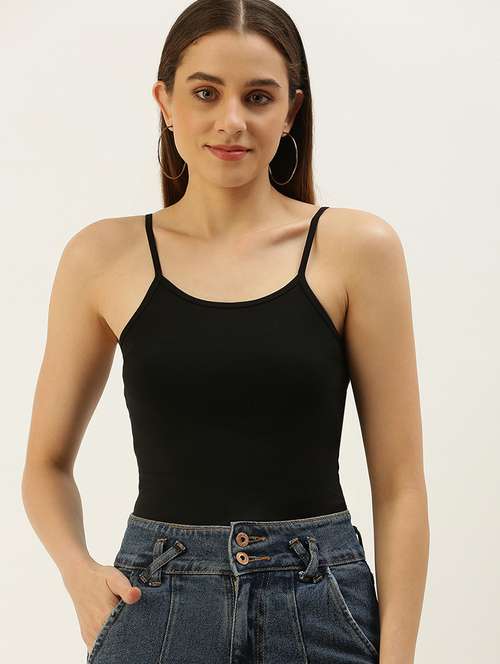 women solid shoulder strap tank top - 21935891 - Very Small Image - 1