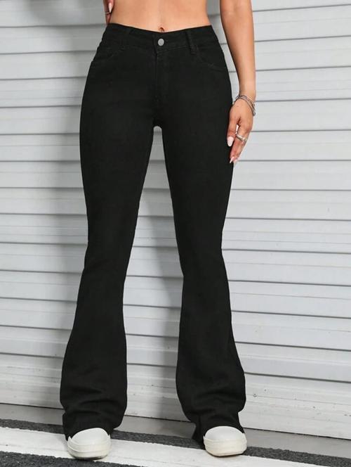 women solid high rise bootcut jean - 21936868 - Very Small Image - 1