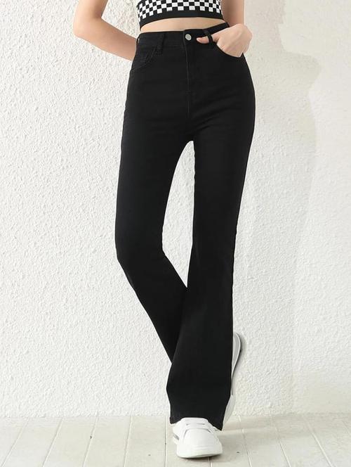 women black solid high rise bootcut jean - 21936892 - Very Small Image - 1