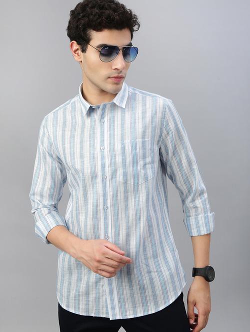 men striped long sleeve regular fit casual shirt - 21941439 - Very Small Image - 1