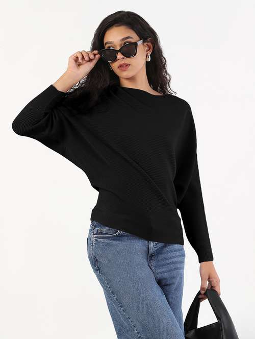 women solid batwing sleeve regular top - 21941973 - Very Small Image - 1