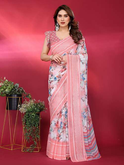 women printed casual wear saree with blouse - 21949160 - Very Small Image - 1