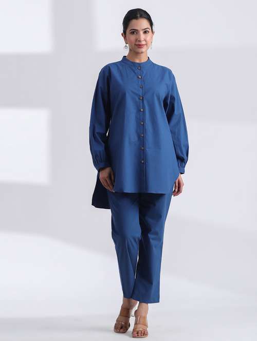 women solid long sleeve ethnic co ord set - 21954620 - Very Small Image - 1