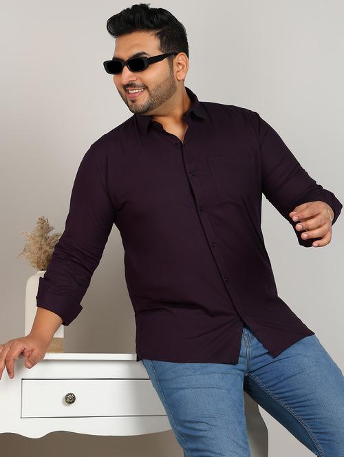 men plus size solid long sleeve regular fit casual shirt - 21956195 - Very Small Image - 1