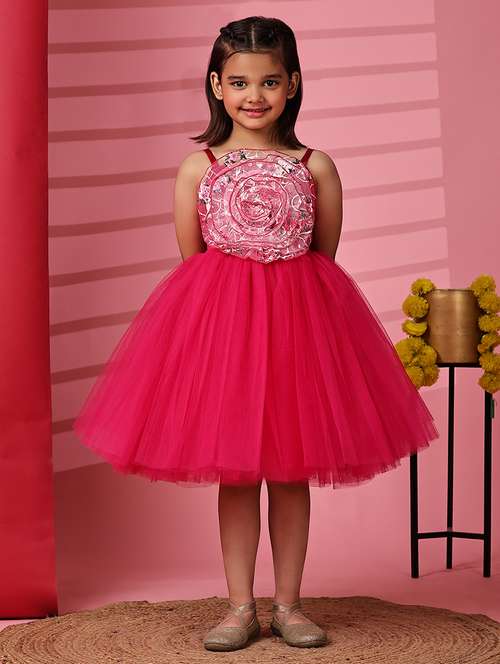 girls embellished shoulder strap fit & flare dress - 21959598 - Very Small Image - 1