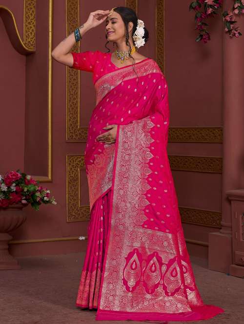 women self design banarasi saree with blouse - 21960322 - Very Small Image - 1