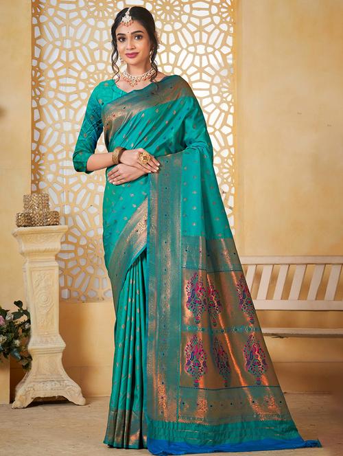 women self design paithani saree with blouse - 21960478 - Very Small Image - 1