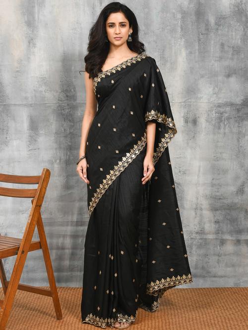 women solid with work embroidered saree with blouse - 21965600 - Very Small Image - 1