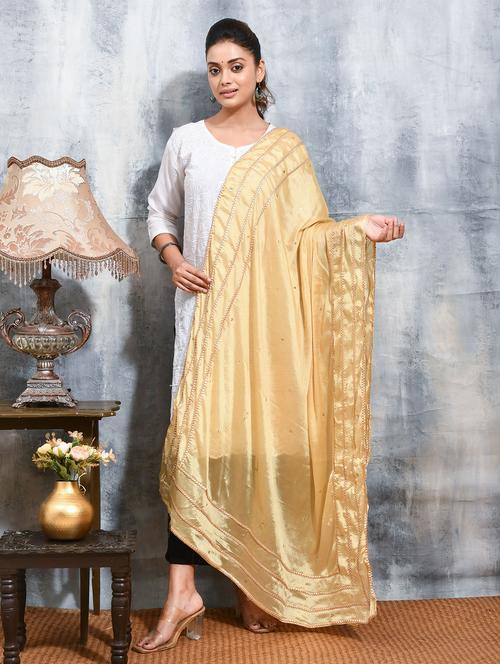 women solid with work embellished dupatta - 21965831 - Very Small Image - 1