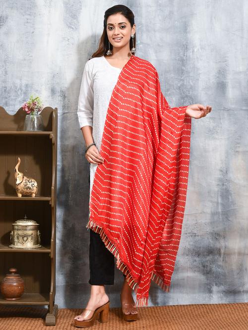 women red bandhani printed dupatta - 21965857 - Very Small Image - 1
