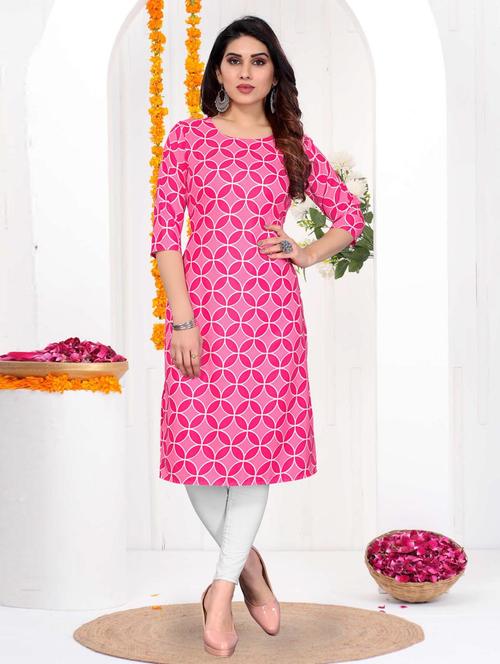 women printed three quarter sleeve straight kurta - 21965893 - Very Small Image - 1