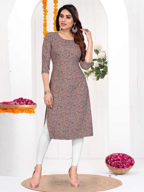 women printed three quarter sleeve straight kurta - 21965894 - Very Small Image - 1