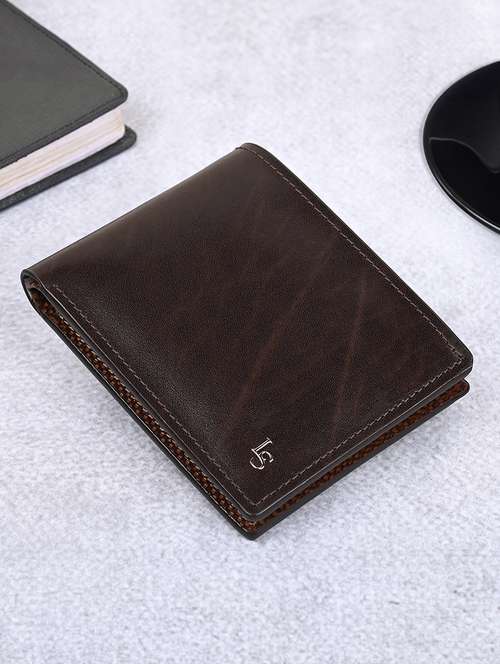 men brown solid leather wallet - 21966123 - Very Small Image - 1