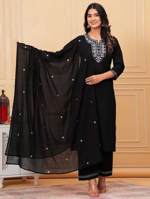 women three quarter sleeve kurta pant with dupatta set - 21966712 - Very Small Image - 1