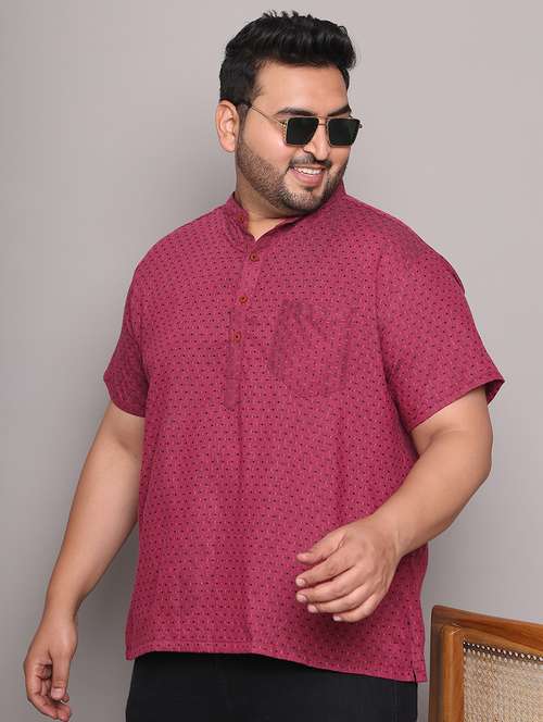men self design mandarin neck short kurta - 21968181 - Very Small Image - 1