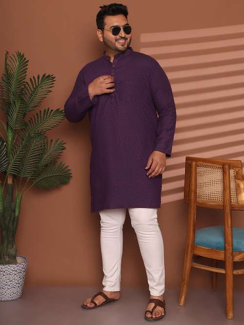 men self design mandarin neck long kurta - 21968184 - Very Small Image - 1
