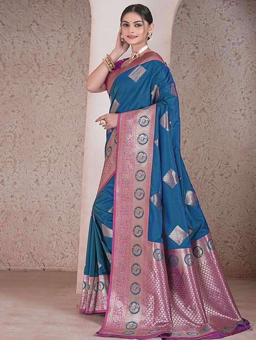 women self design banarasi saree with blouse - 21968761 - Very Small Image - 1