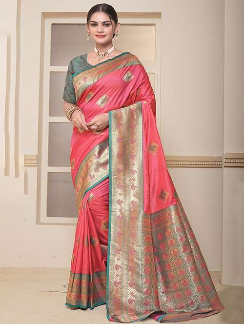 women self design banarasi saree with blouse - 21968773 - Very Small Image - 1