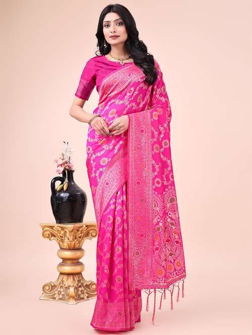 women self design banarasi saree with blouse - 21969223 - Very Small Image - 1