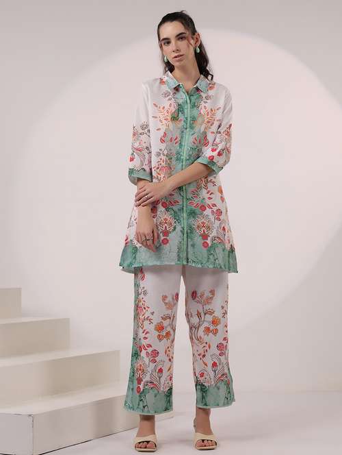 women three quarter sleeve ethnic co-ord set - 21969780 - Very Small Image - 1