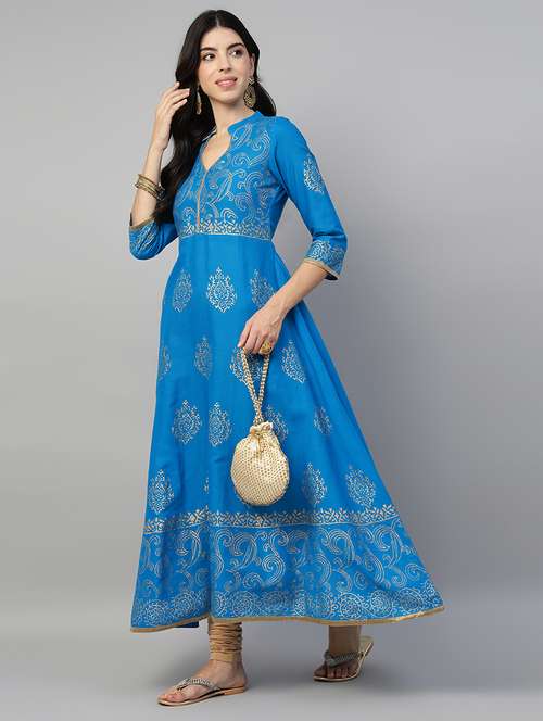 women printed three quarter sleeve a-line kurta - 21979007 - Very Small Image - 1