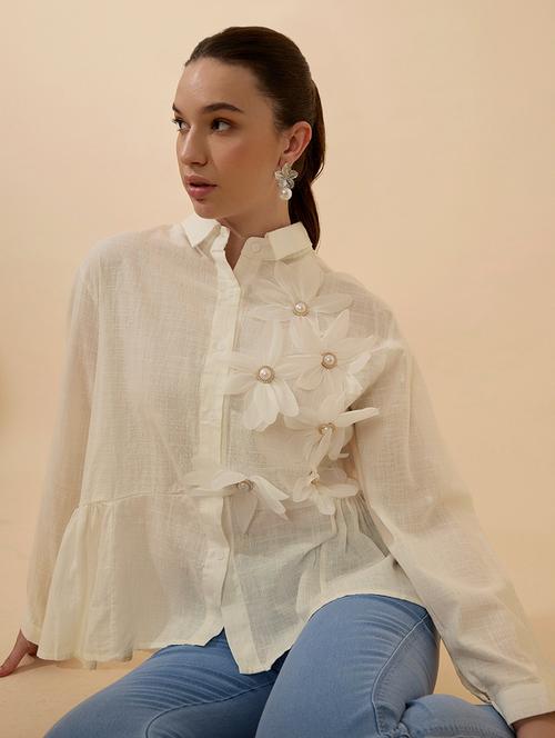 women self designed collared long sleeve shirt - 21979904 - Very Small Image - 1