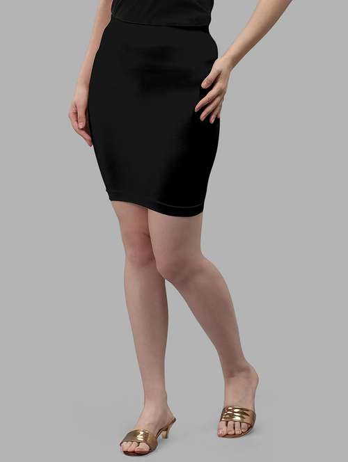 women black solid high rise bodycon skirt - 21980351 - Very Small Image - 1