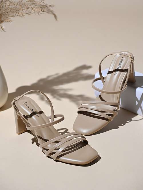 women beige strappy block heel sandal - 21980374 - Very Small Image - 1