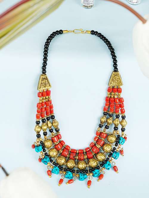 ethnic naga tribal handmade resin beaded fashion necklace - 21982926 - Very Small Image - 1