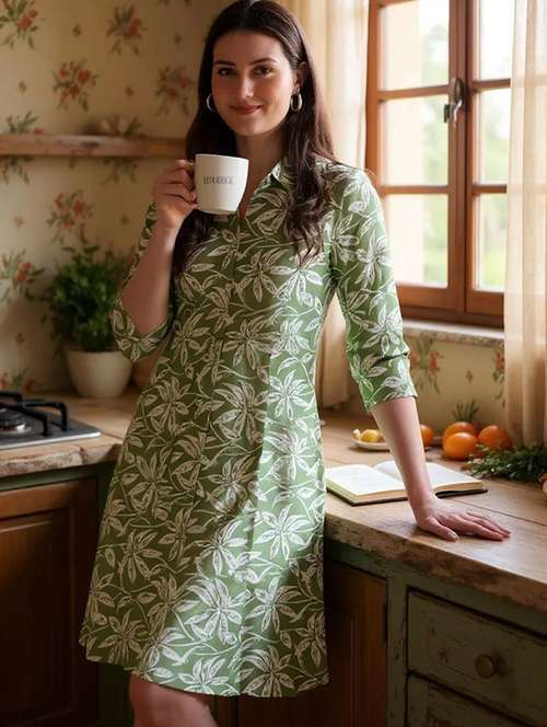 women printed collared shirt dress - 21985378 - Very Small Image - 1