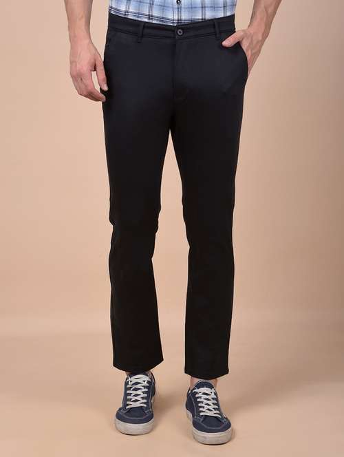 men solid mid rise flat front casual chinos - 21987551 - Very Small Image - 1
