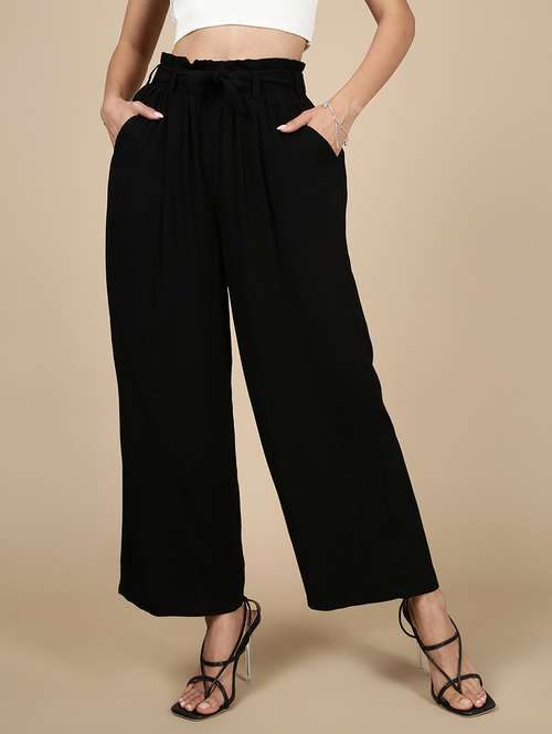 women solid high rise flared palazzo - 21993778 - Very Small Image - 1