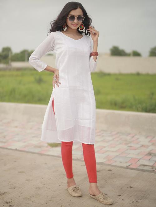 women self design three quarter sleeve straight kurta - 21999976 - Very Small Image - 1