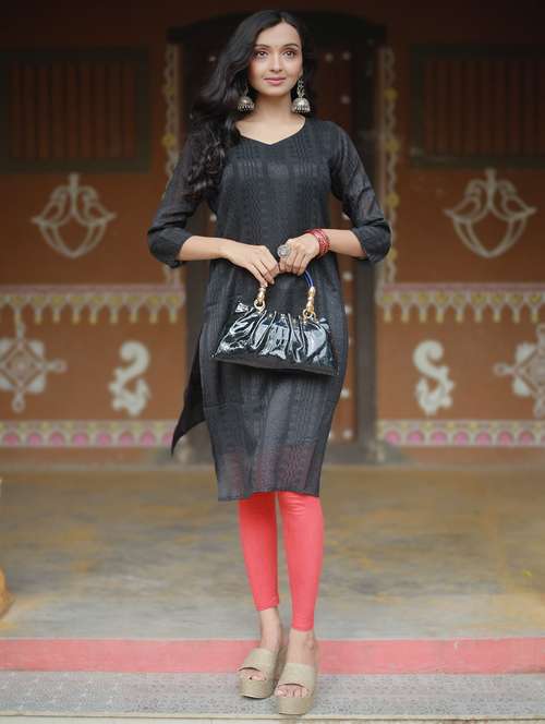 women self design three quarter sleeve straight kurta - 21999979 - Very Small Image - 1