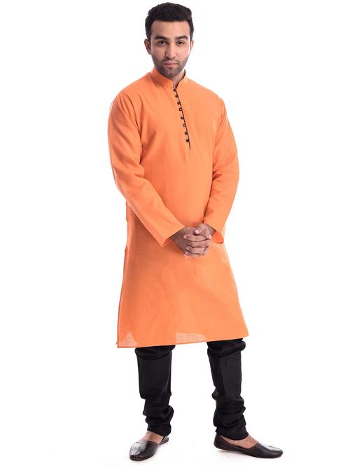 men solid mandarin collar long sleeve kurta - 22001229 - Very Small Image - 1