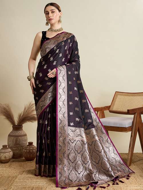 women self design banarasi saree with blouse - 22001350 - Very Small Image - 1
