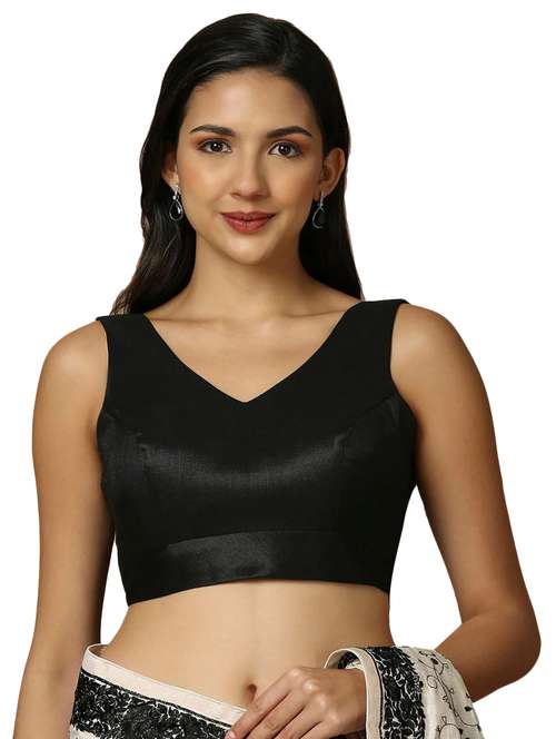 women solid v-neck sleeveless stitched blouse - 22003852 - Very Small Image - 1