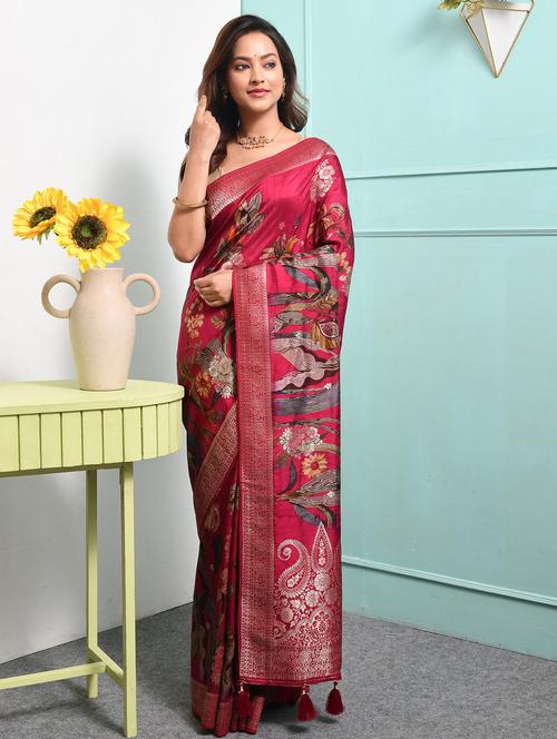 women floral printed saree with blouse - 22014408 - Very Small Image - 1