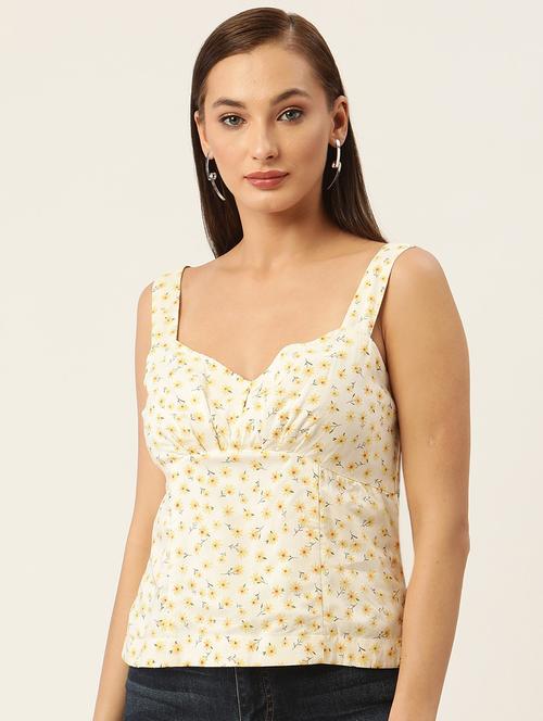 women floral print shouldre strap regular top - 22028399 - Very Small Image - 1