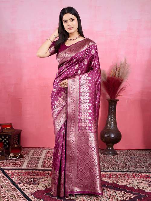 women self design banarasi saree with blouse - 22030062 - Very Small Image - 1