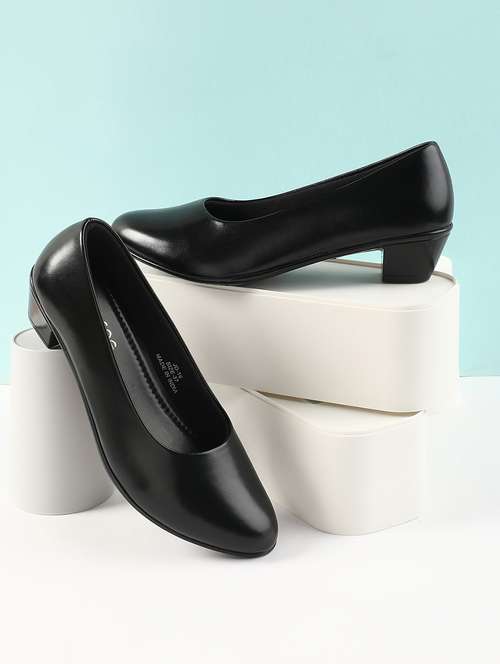 women black solid block heel pump - 22030131 - Very Small Image - 1