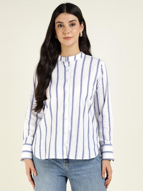 women mandarin collared long sleeve regular fit shirt - 22038823 - Very Small Image - 1